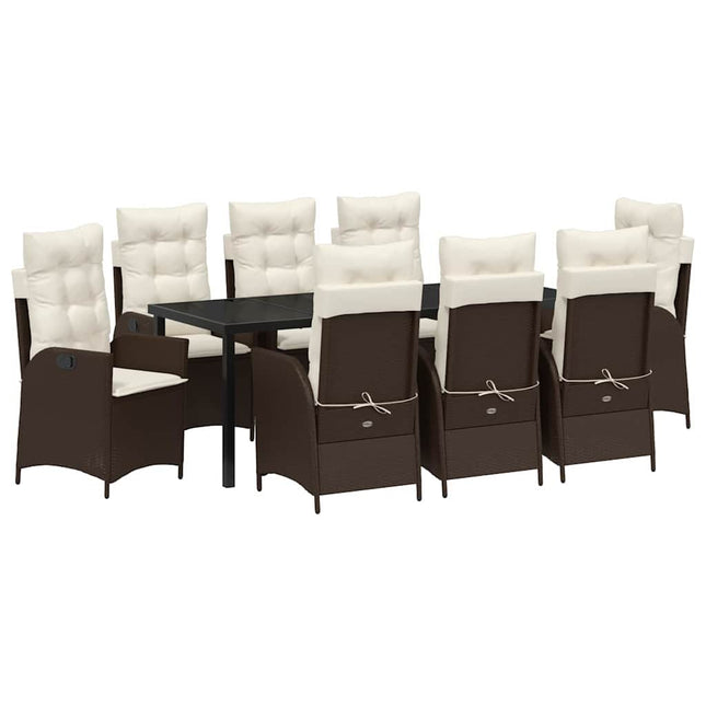 Have Spisebordssæt 9 stk. Brun polyrattan