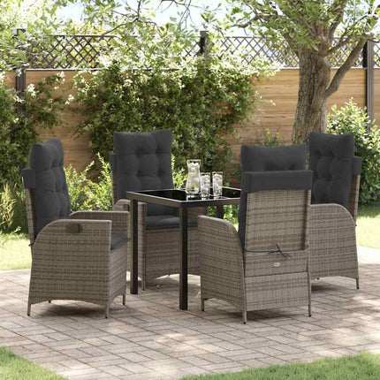 Have Spisebordssæt med pude 5 pcs Grå polyrattan