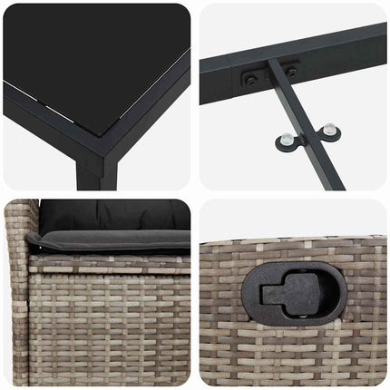 Have Spisebordssæt med pude 7 pcs Grå polyrattan