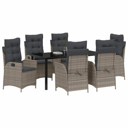 Have Spisebordssæt med pude 7 pcs Grå polyrattan