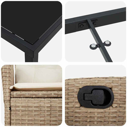 Have Spisebordssæt med pude 7 pcs Beige polyrattan