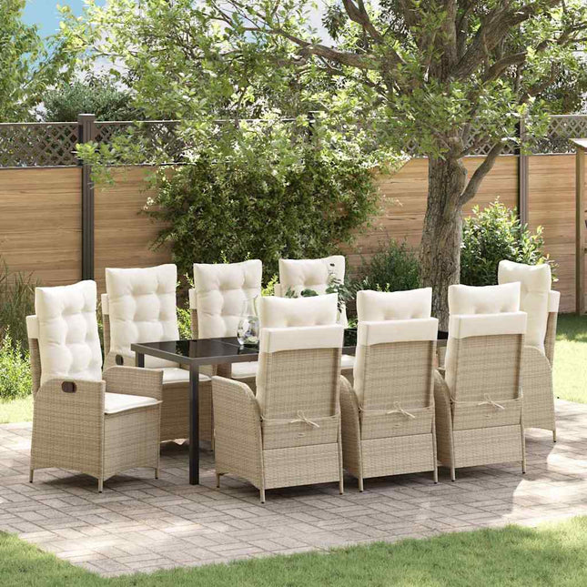 Have Spisebordssæt 9 stk. Beige polyrattan