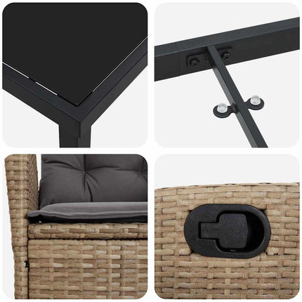 Have Spisebordssæt med pude 5 pcs Beige polyrattan