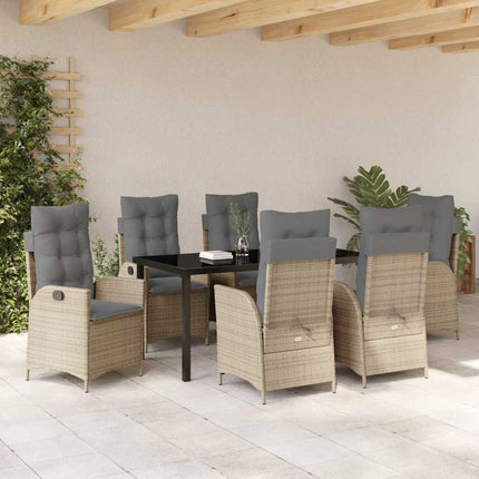 Have Spisebordssæt med pude 7 pcs Beige polyrattan