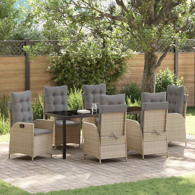 Have Spisebordssæt 7 stk. Beige polyrattan