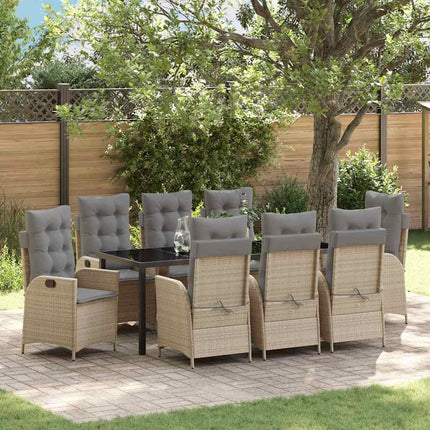 Have Spisebordssæt med pude 9 pcs Beige polyrattan