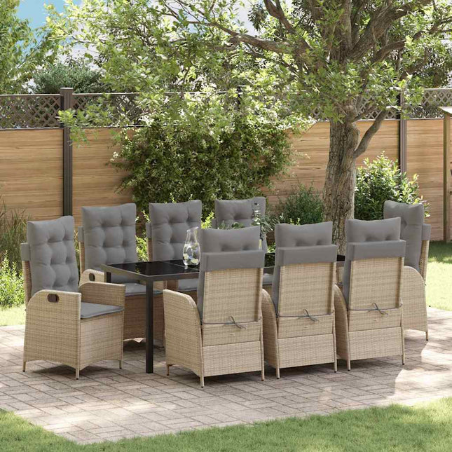 Have Spisebordssæt 9 stk. Beige polyrattan