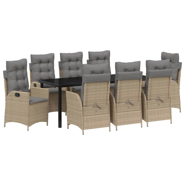 Have Spisebordssæt 9 stk. Beige polyrattan