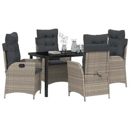 Have Spisebordssæt med pude 5 pcs Lysegrå polyrattan