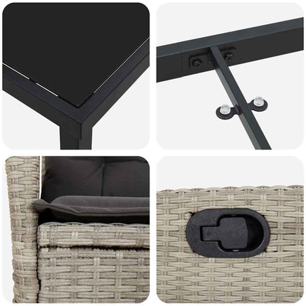 Have Spisebordssæt med pude 7 pcs Lysegrå polyrattan