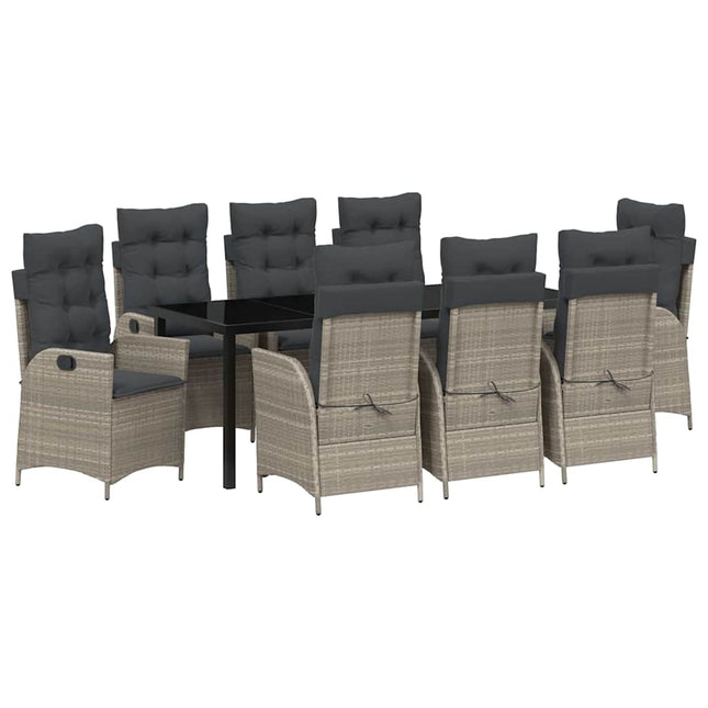 Have Spisebordssæt 9 stk. Lysegrå polyrattan
