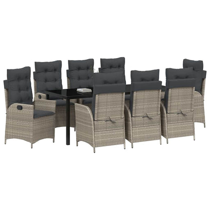Have Spisebordssæt med pude 9 pcs Lysegrå polyrattan