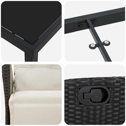 Have Spisebordssæt med pude 3 pcs Sort polyrattan