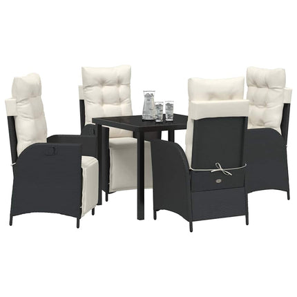 Have Spisebordssæt med pude 5 pcs Sort polyrattan