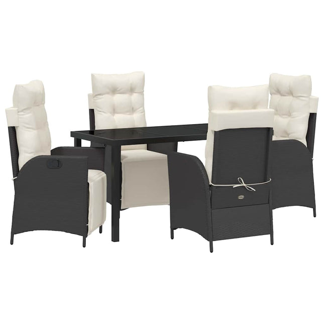 Have Spisebordssæt 5 stk. Sort polyrattan