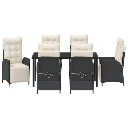 Have Spisebordssæt med pude 7 pcs Sort polyrattan
