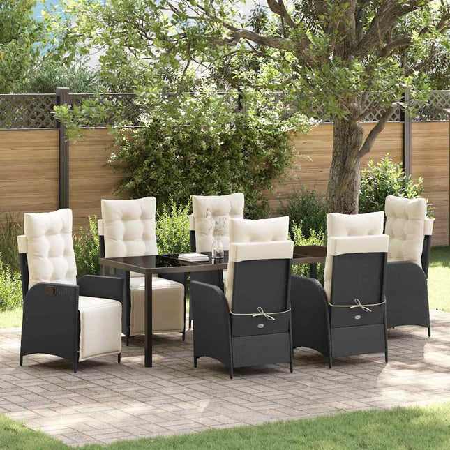 Have Spisebordssæt 7 stk. Sort polyrattan