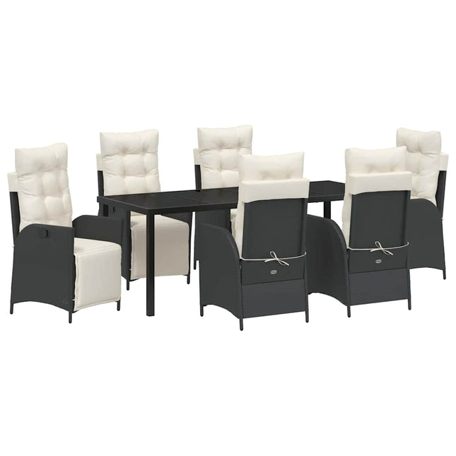 Have Spisebordssæt 7 stk. Sort polyrattan