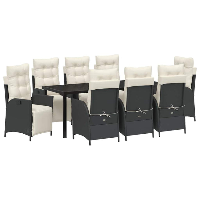 Have Spisebordssæt 9 stk. Sort polyrattan