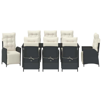 Have Spisebordssæt med pude 9 pcs Sort polyrattan