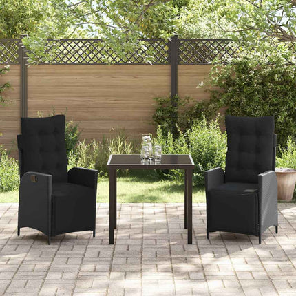 Have Spisebordssæt med pude 3 pcs Sort polyrattan