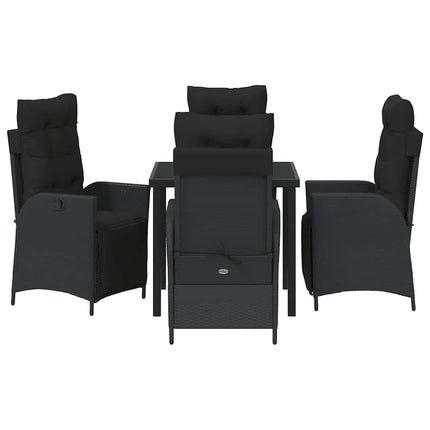 Have Spisebordssæt med pude 5 pcs Sort polyrattan