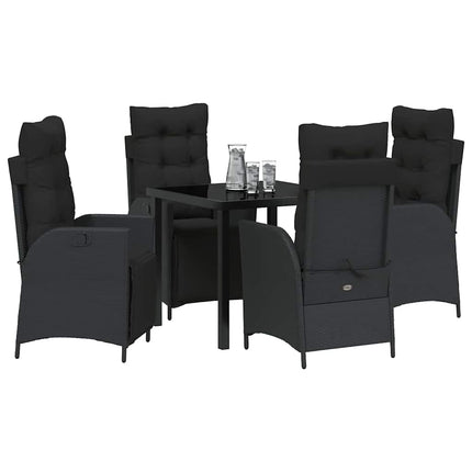 Have Spisebordssæt med pude 5 pcs Sort polyrattan