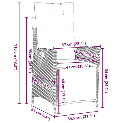 Have Spisebordssæt med pude 5 pcs Sort polyrattan