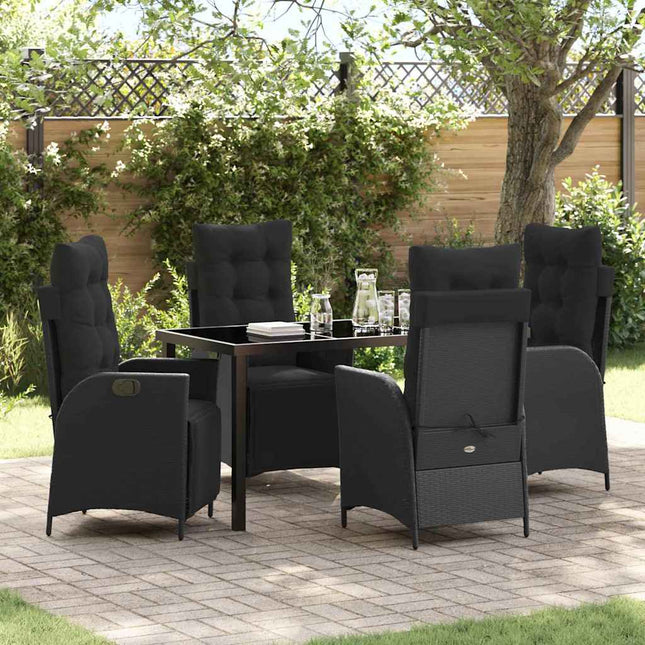 Have Spisebordssæt 5 stk. Sort polyrattan