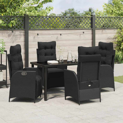 Have Spisebordssæt med pude 5 pcs Sort polyrattan