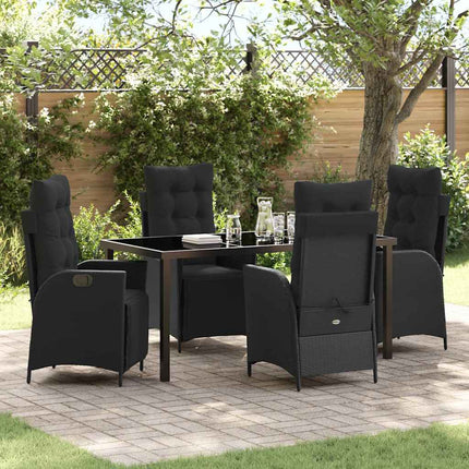 Have Spisebordssæt med pude 5 pcs Sort polyrattan