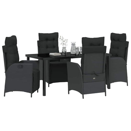 Have Spisebordssæt med pude 5 pcs Sort polyrattan