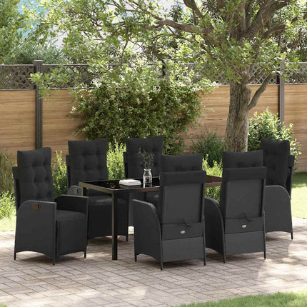 Have Spisebordssæt med pude 7 pcs Sort polyrattan
