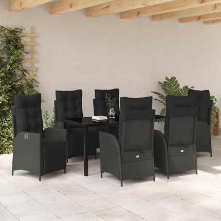Have Spisebordssæt med pude 7 pcs Sort polyrattan