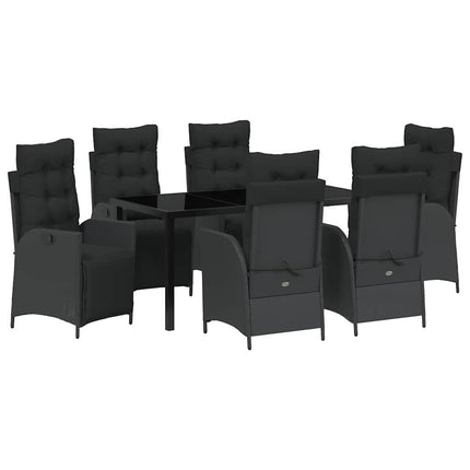 Have Spisebordssæt med pude 7 pcs Sort polyrattan