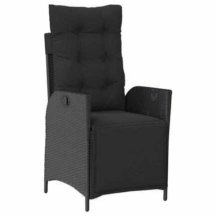 Have Spisebordssæt med pude 7 pcs Sort polyrattan