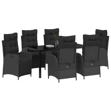 Have Spisebordssæt med pude 7 pcs Sort polyrattan