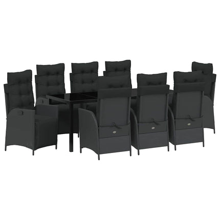 Have Spisebordssæt med pude 9 pcs Sort polyrattan