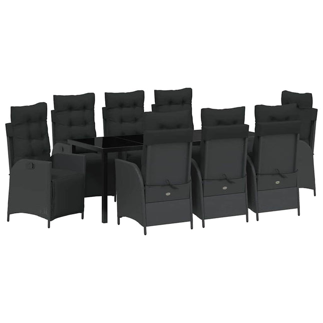 Have Spisebordssæt 9 stk. Sort polyrattan