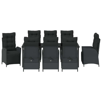 Have Spisebordssæt med pude 9 pcs Sort polyrattan