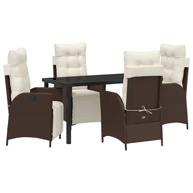 Have Spisebordssæt 5 stk. Brun polyrattan