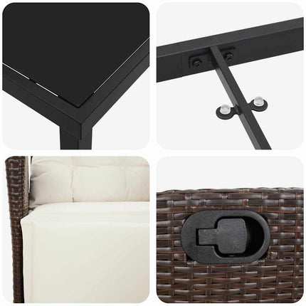 Have Spisebordssæt med pude 9 pcs Brun polyrattan