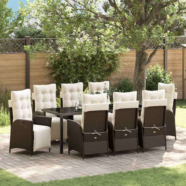 Have Spisebordssæt 9 stk. Brun polyrattan