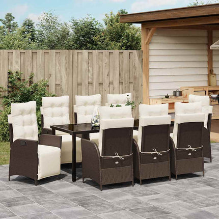 Have Spisebordssæt med pude 9 pcs Brun polyrattan