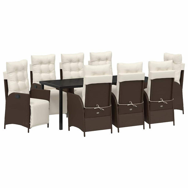 Have Spisebordssæt 9 stk. Brun polyrattan