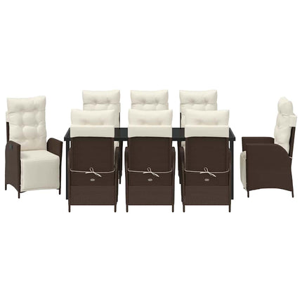 Have Spisebordssæt med pude 9 pcs Brun polyrattan