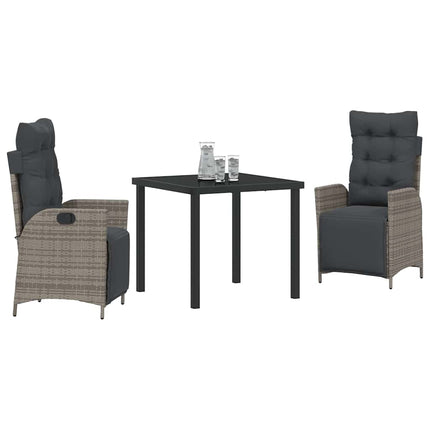 Have Spisebordssæt med pude 3 pcs Grå polyrattan