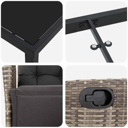 Have Spisebordssæt med pude 5 pcs Grå polyrattan