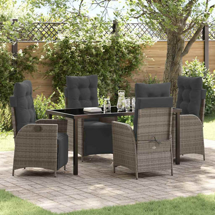 Have Spisebordssæt med pude 5 pcs Grå polyrattan