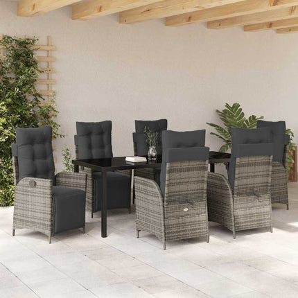 Have Spisebordssæt med pude 7 pcs Grå polyrattan